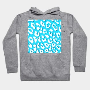 White Leopard Print Light Blue Hoodie